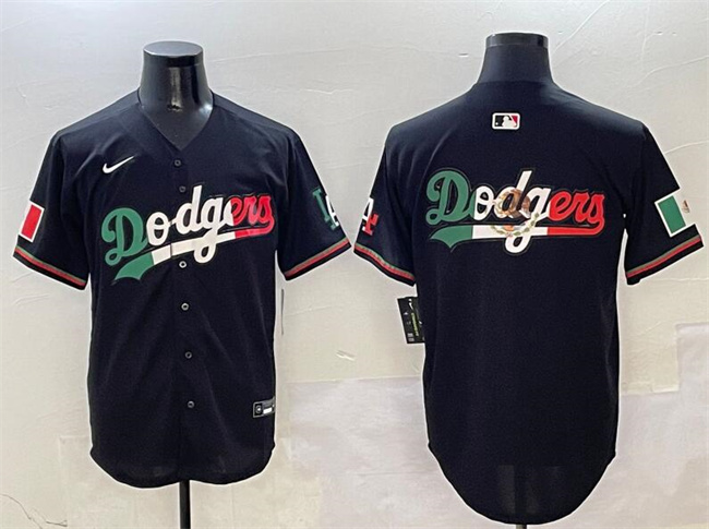 Men's Black Los Angeles Dodgers Team Big Logo Mexico Flag Limited Stitched Baseball Jersey
